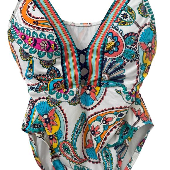 *SOLD* NWT! La Blanca One Piece Pave the Way Paisley Swimsuit - Size 14 - Picture 5 of 9